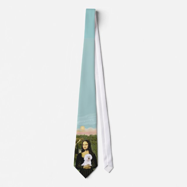Mona Lisa & Bichon Frise Tie (Front)