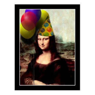 Mona Lisa Birthday Party Hat Postcard