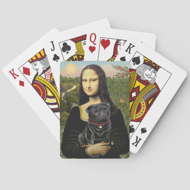Mona Lisa - Black Pug Poker Cards (Back)