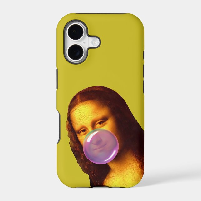 Mona Lisa Blowing Bubble Gum iPhone Case (Back)