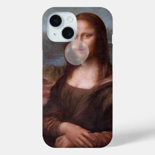 Mona Lisa blowing gray bubble gum iPhone 15 Case