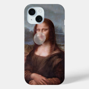 Mona Lisa blowing gray bubble gum iPhone 15 Case