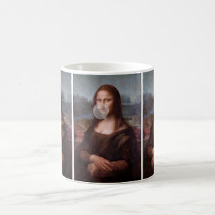 Mona Lisa blowing gray bubble gum Coffee Mug