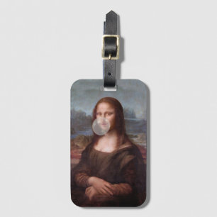 Mona Lisa blowing gray bubble gum Luggage Tag