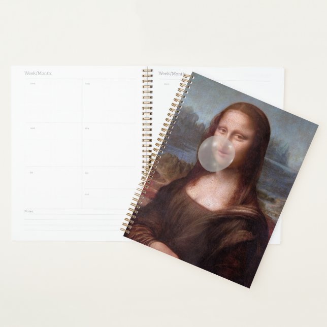 Mona Lisa blowing gray bubble gum Planner (Display)