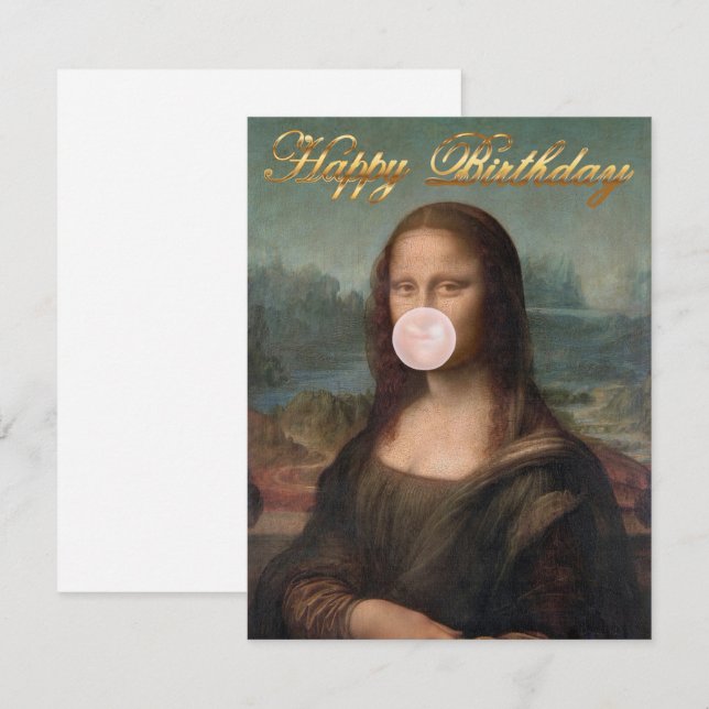 Mona Lisa Blowing Pink Bubble gum  (Front/Back)