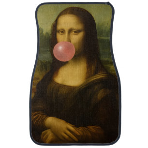 Mona Lisa Blowing Pink Bubble Gum Car Floor Mat
