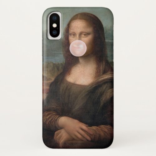 Mona Lisa Blowing Pink Bubble gum  iPhone X Case
