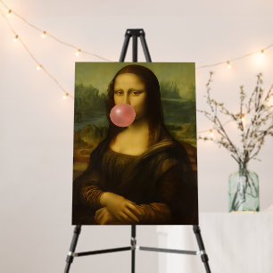 Mona Lisa Blowing Pink Bubble Gum Foam Board