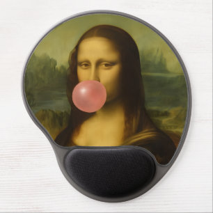 Mona Lisa Blowing Pink Bubble Gum Gel Mouse Pad