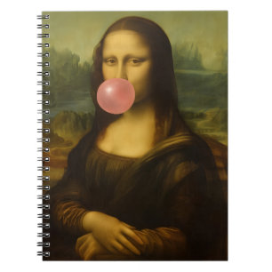Mona Lisa Blowing Pink Bubble Gum Notebook