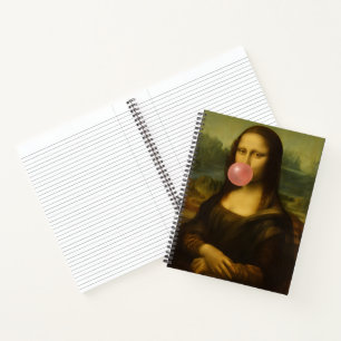 Mona Lisa Blowing Pink Bubble Gum Notebook
