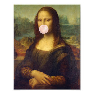 Mona Lisa Blowing Pink Bubble gum Photo Print
