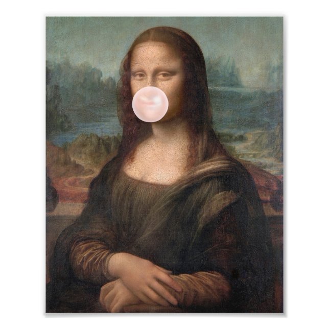 Mona Lisa Blowing Pink Bubble gum  Photo Print (Front)