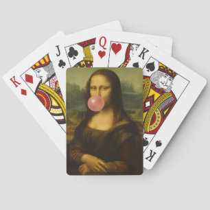 Mona Lisa Blowing Pink Bubble Gum Poker Cards