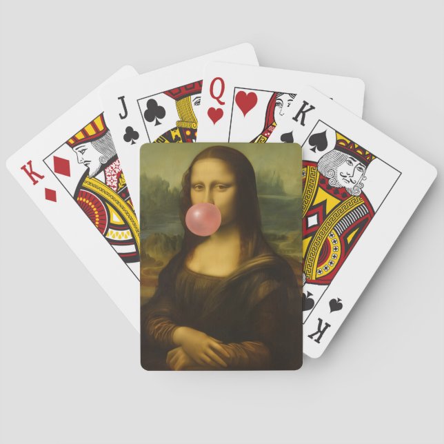 Mona Lisa Blowing Pink Bubble Gum Poker Cards (Back)