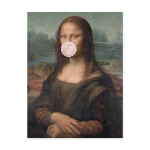 Mona Lisa Blowing Pink Bubble gum Postcard