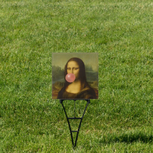 Mona Lisa Blowing Pink Bubble Gum Sign