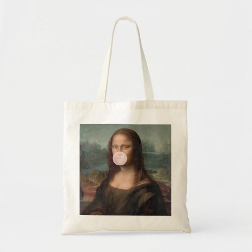 Mona Lisa Blowing Pink Bubble gum  Tote Bag