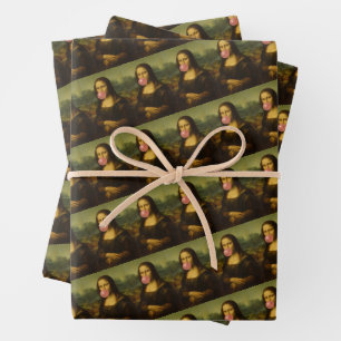 Mona Lisa Blowing Pink Bubble Gum Wrapping Paper Sheets