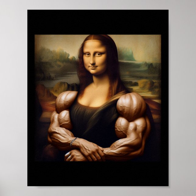 Mona Lisa Bodybuilding Funny Gift 1  Poster (Front)