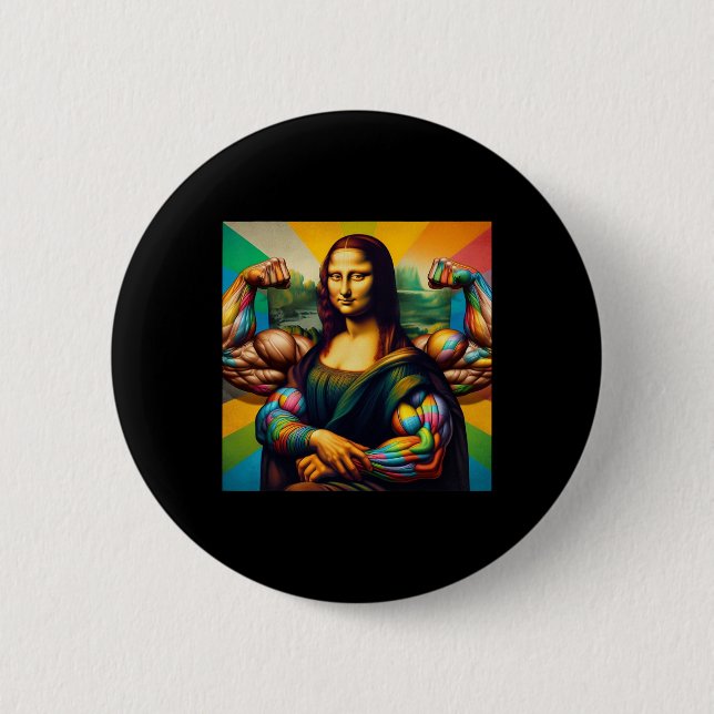 Mona Lisa Bodybuilding Funny Gift 2  Button (Front)