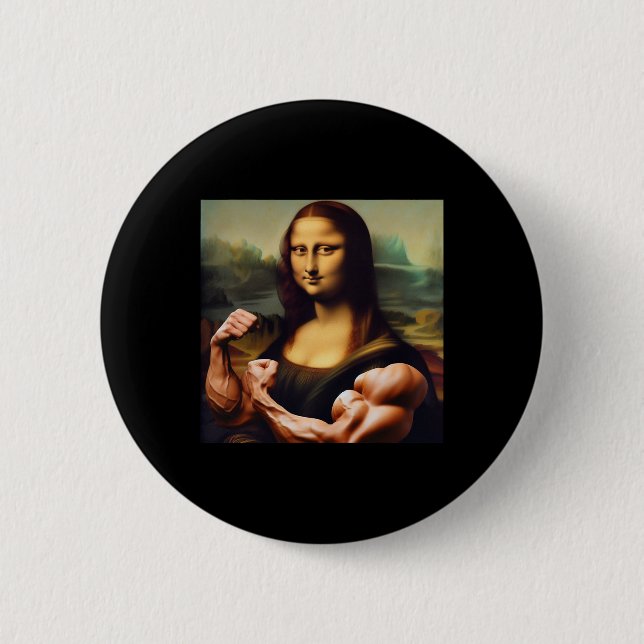 Mona Lisa Bodybuilding Funny Gift 3  Button (Front)