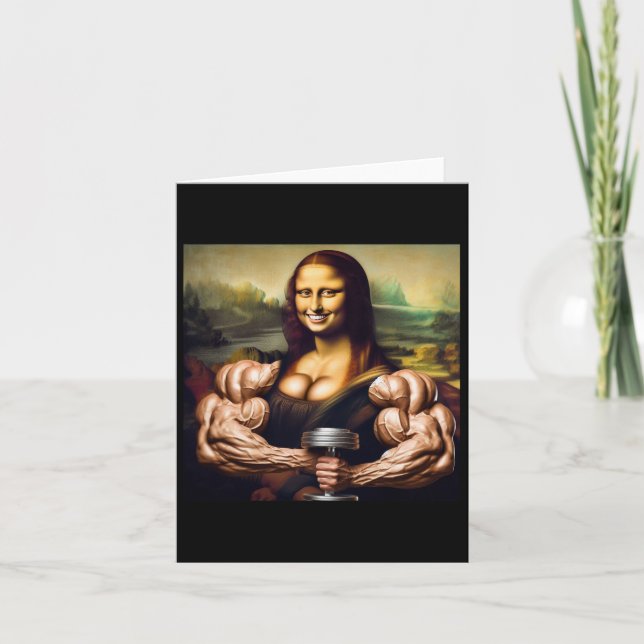Mona Lisa Bodybuilding Funny Gift 5  Card (Front)