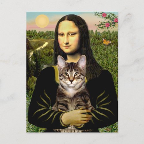 Mona Lisa _ Brown Tabby Tiger cat Postcard