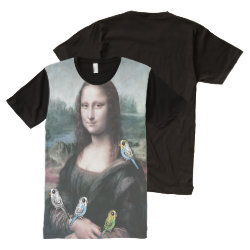Mona Lisa & Budgies Men's American Apparel All-Over Printed Panel T-Shirt
