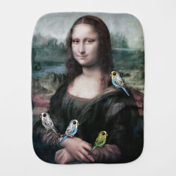 Mona Lisa & Budgies Burp Cloth