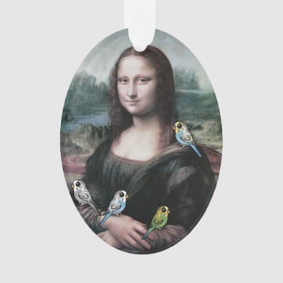 Mona Lisa &amp; Budgies Ornament