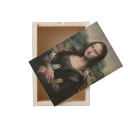 Mona Lisa & Budgies Large Wood Keepsake Box