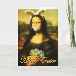 Mona Lisa Bunny Ears Easter Holiday Card