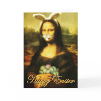 Mona Lisa Bunny Ears Easter Holiday Card