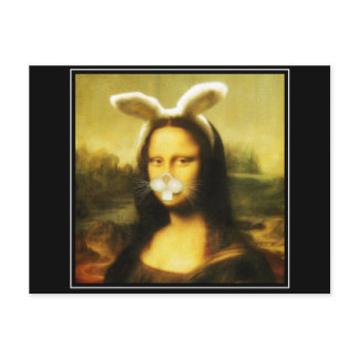 Mona Lisa Bunny Ears Easter Holiday Postcard