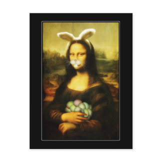 Mona Lisa Bunny Ears Easter Holiday Postcard