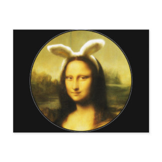 Mona Lisa Bunny Ears Easter Holiday Postcard