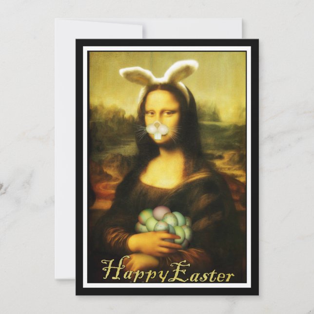 Mona Lisa Bunny Ears Easter Invitation (Front)