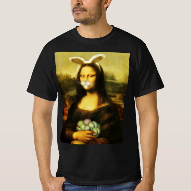 Mona Lisa Bunny Ears Easter T-Shirt (Front)