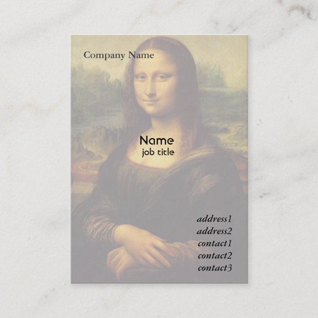 Mona Lisa by  Leonardo Da Vinci Business Card (Front)