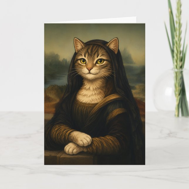 Mona Lisa Cat Parody Renaissance Art Card (Front)