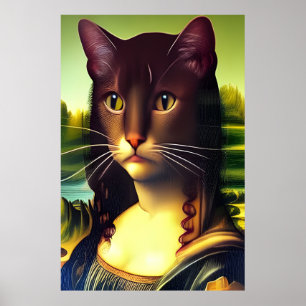 Mona Lisa Cat Portrait Poster