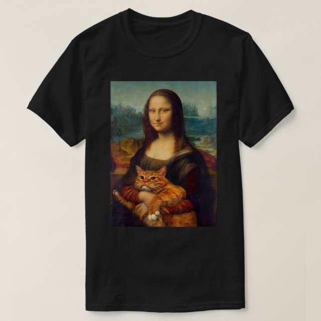 Mona Lisa + Cat T-Shirt T-Shirt (Design Front)