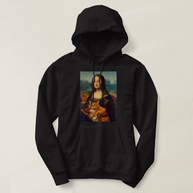 Mona Lisa + Cat T-Shirt T-Shirt Hoodie (Design Front)