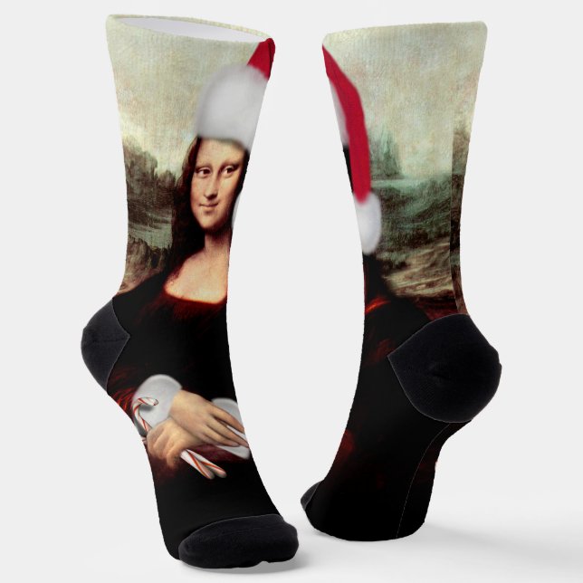 Mona Lisa Christmas Socks (Angled)