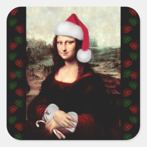 Mona Lisa Christmas   Square Sticker