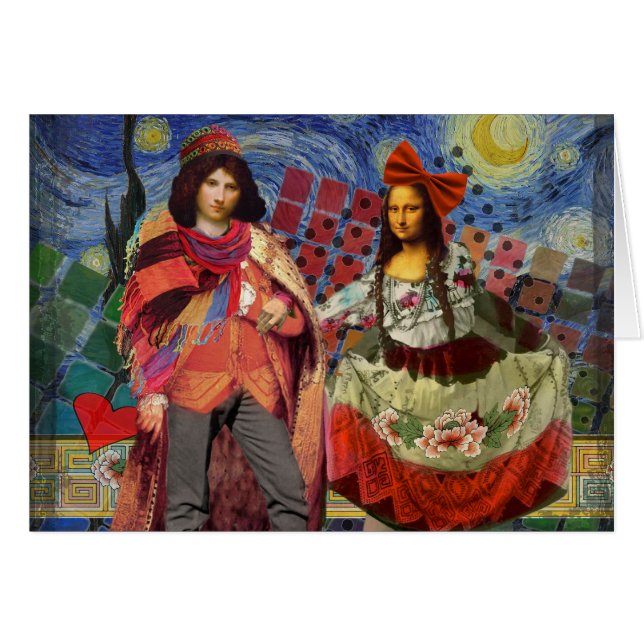 Mona Lisa Colorful Romance Cards (Front Horizontal)