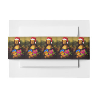 Mona Lisa Comes As Santa Claus Invitation Belly Band