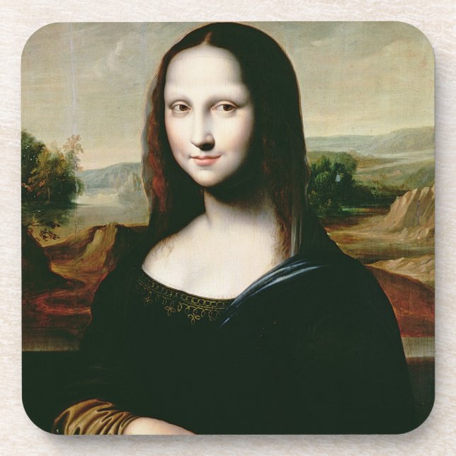 Mona Lisa, copy of the painting by Leonardo da Vin Drink Coaster (Front)